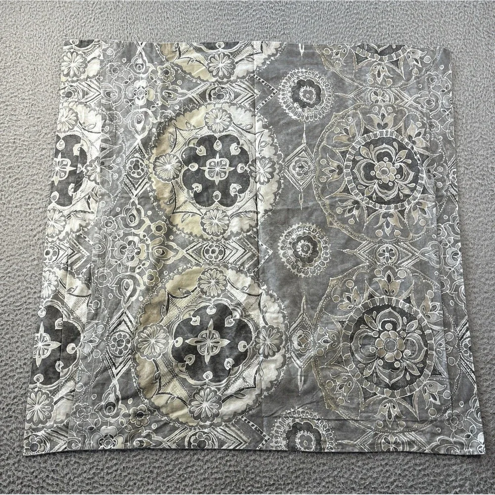 Pottery Barn Jacquelyn Medallion Euro Sham Gray Tan 100% Cotton
